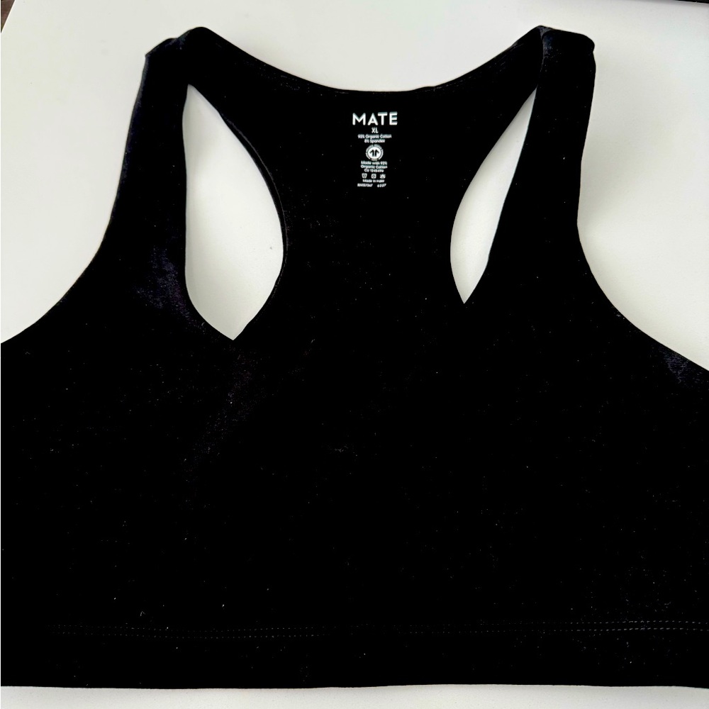 MATE THE LABEL -Organic Stretch Sports Bra- BLACK L  NWT